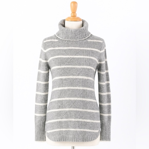 REITMANS Gray Striped Turtleneck Sweater - Picture 1 of 6